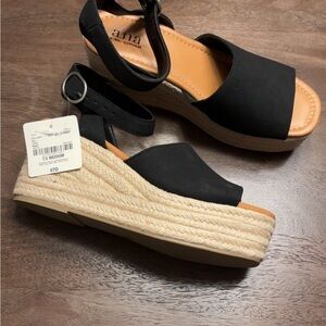 a.n.a Black Espadrille Platform Sandals